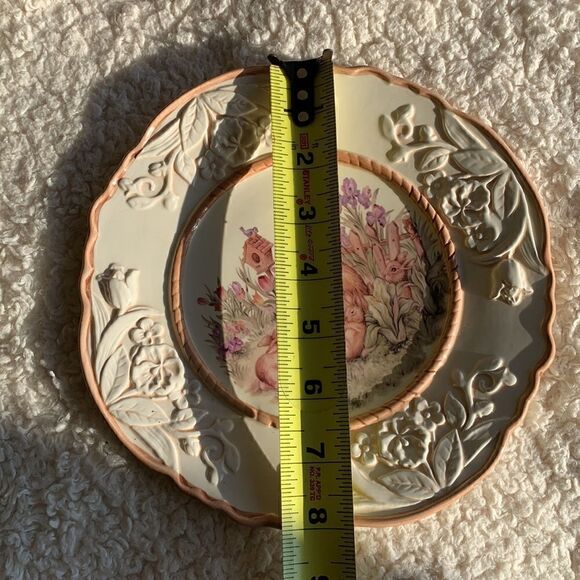 Vintage Cracker Barrel Easter Treasures Tulip Bunny Plate Tray Rabbit decor - Picture 8 of 8